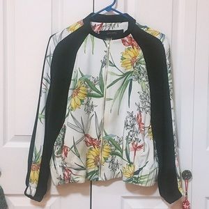 Floral print zip jacket